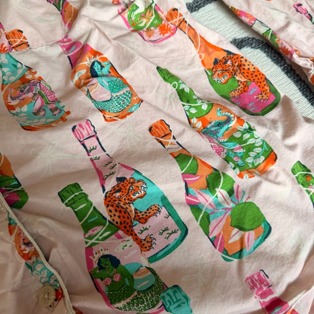 Printfresh Pop the Bubbly Long Cotton Pajama Set Size Medium - Picture 7 of 12